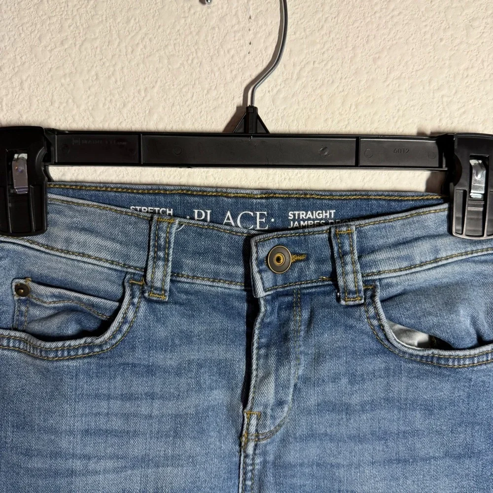 The Children's Place Straight Jeans Girls 12 Blue Denim Stretch Medium Wash